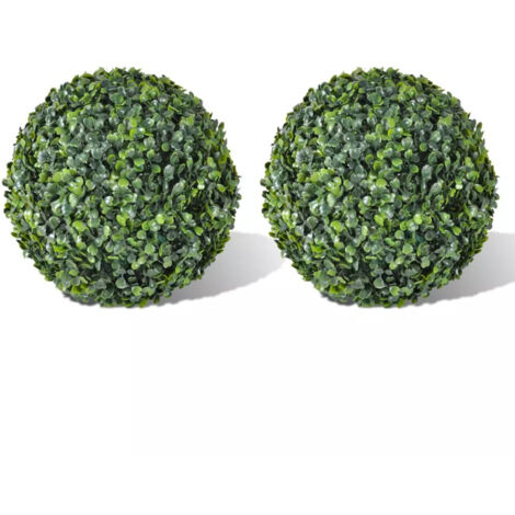 Plante artificielle boules de buis décoration intérieur ou extérieur 2 pièces 35 cm DEC022055