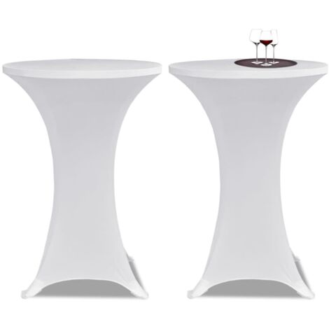 Housses élastiques de table Ø 80 cm Blanc 2 pièces DEC022494 (1/5)