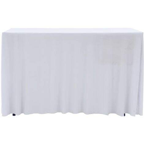 Nappe blanche élastique avec ouverture pour table 180 cm