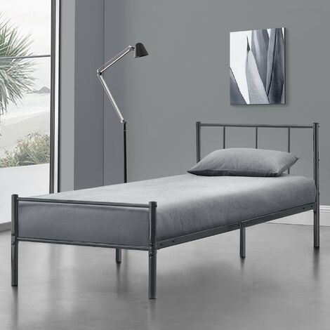 Yaheetech Cadre De Lit Métallique 140x200 Cm Lit Design Moderne Avec Sommier à Lattes Grand Rangement Noir 92281842