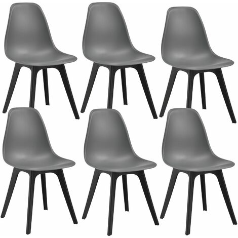 Set de 6 Chaises Design Chaise de Cuisine Salle à Manger Plastique Gris et Noir 030003729 (1/5)
