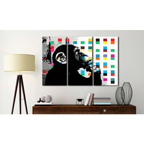 Tableau singe banksy avec cadre - 200 x 80 cm