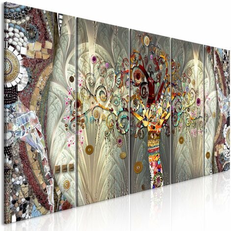 Decoshop26 - Tableau sur toile en 5 panneaux décoration murale image  imprimée cadre en bois à suspendre Coeur de café 200x100 cm 11_0008549 -  Tableaux, peintures - Rue du Commerce