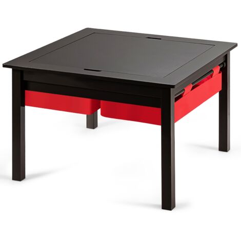 Table Enfant Avec 2 Tiroirs + 2 Chaises – Bureau Jeu Dessin Activités Bois Noyer Gris – Idéal Chambre Ou Salle De Jeu