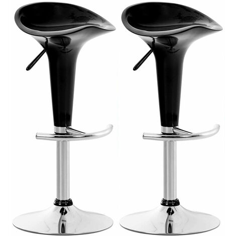 Lot de 2 tabourets de bar design noir pivotant et hauteur réglable TDB10029 (1/3)
