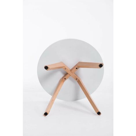 Table basse table d'appoint ronde 4 pieds en bois clair hauteur 45cm TABA10005