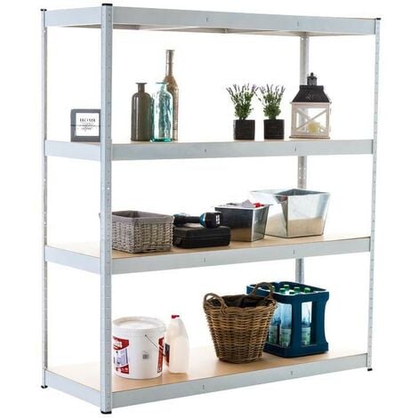 Etagère galvanisée pour charges lourdes en métal 4 niveaux blanc 160x60x180cm