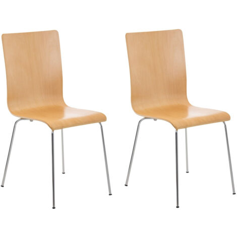 Lot de 2 chaises de cuisine en bois nature et métal CDS10069 (1/4)