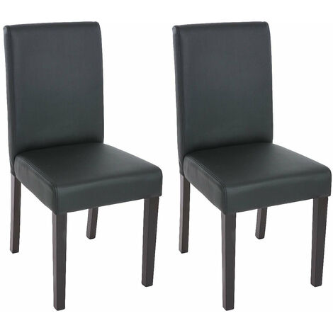 Lot de 2 chaises de salle à manger synthétique noir mat pieds foncés CDS04035 (1/5)