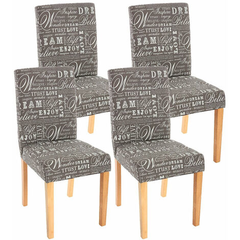 Lot de 4 chaises de salle à manger en tissu imprimé gris pieds clairs CDS04119 (1/5)