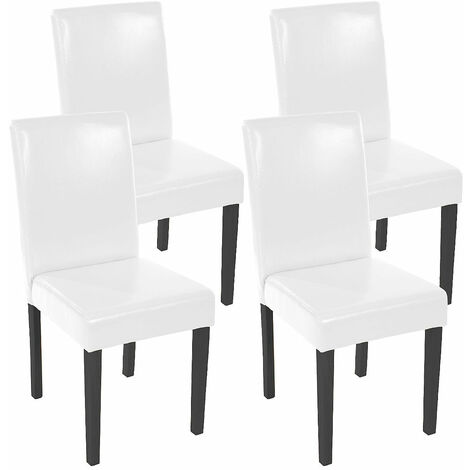 Lot de 4 chaises de salle à manger synthétique blanc pieds foncés CDS04148 (1/2)