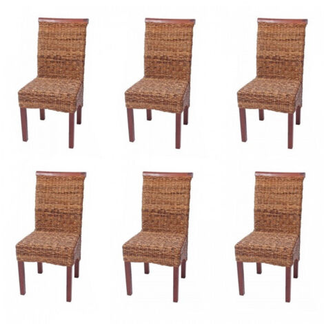 Décoshop26 – Lot de 6 chaises en rotin tressé – Structure en bois – Hauteur d'assise 47cm – Dimensions 47x54x93cm – Couleur marron – CDS04203