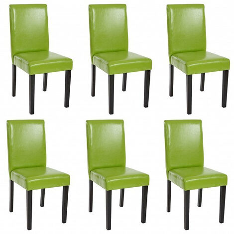 Lot de 6 chaises de salle à manger synthétique vert pieds foncés CDS04232 (1/5)
