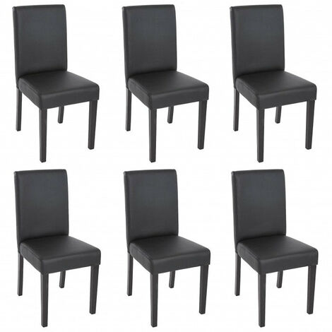 Lot de 6 chaises de salle à manger synthétique noir mat pieds foncés CDS04235 (1/5)