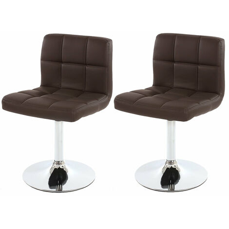 Lot de 2 chaises fauteuils de salle à manger en synthétique marron CDS04064 (1/5)