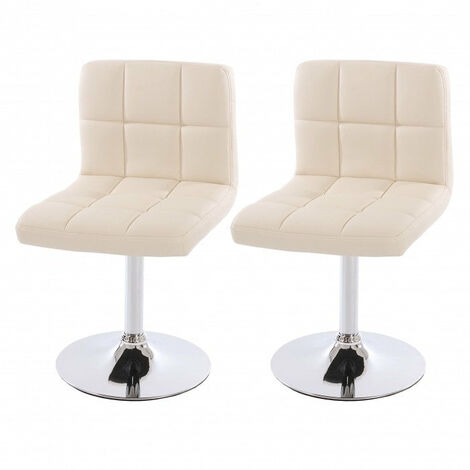 Lot de 2 chaises fauteuils de salle à manger en synthétique crème CDS04066 (1/5)