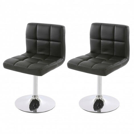 Lot de 2 chaises fauteuils de salle à manger en synthétique noir CDS04068 (1/5)