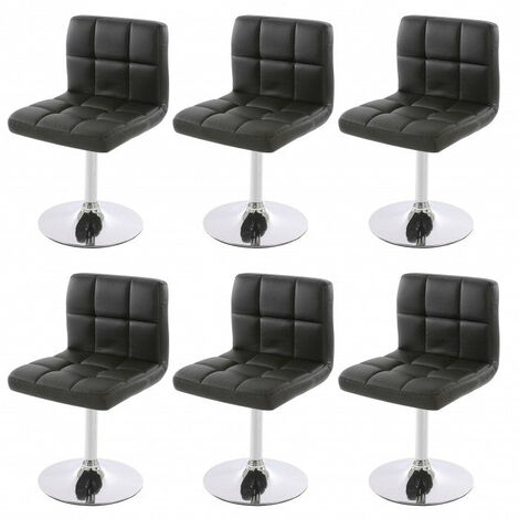 Lot de 6 chaises fauteuils de salle à manger en synthétique noir CDS04268 (1/5)