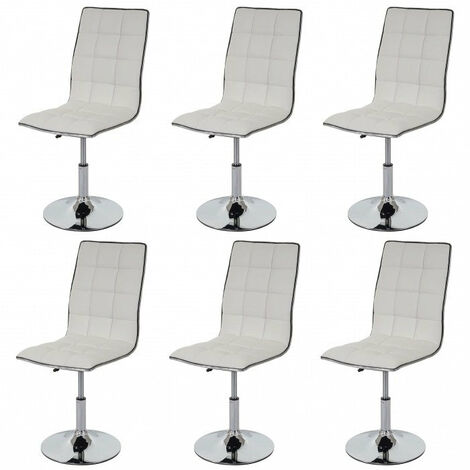 Lot de 6 chaises de salle à manger hauteur réglable en synthétique blanc CDS04278 (1/5)
