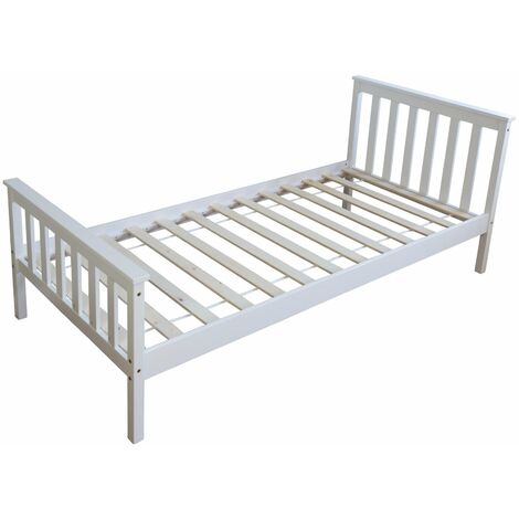Lit pour enfant 90x200cm avec sommier à lattes en bois blanc LIT06081 (1/5)
