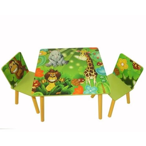 HomeStoreDirect Ensemble table et chaises pour enfant Thème jungle 
