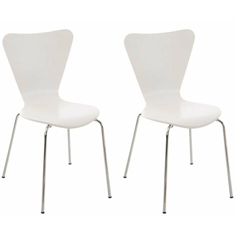Lot de 2 chaises de séjour bureau en bois blanc et métal CDS10007 (1/5)