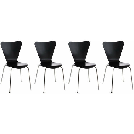 Lot de 4 chaises de séjour bureau en bois noir et métal CDS10114 (1/5)