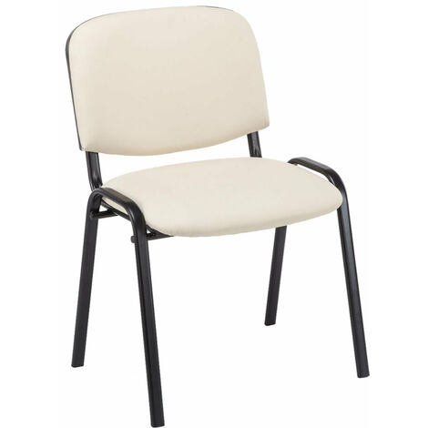 Chaise visiteur assise rembourrée en synthétique crème BUR10072 (1/4)