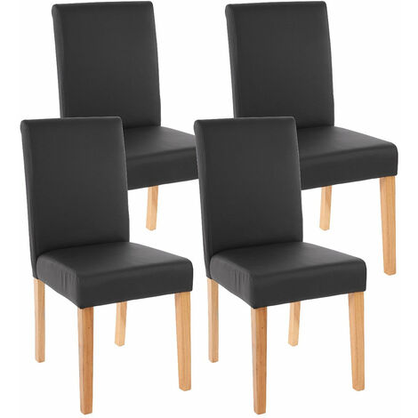 Décoshop26 – Lot de 4 chaises de salle à manger synthétique noir mat – Assise rembourrée – Pieds en bois massif laqué – Hauteur d'assise 45 cm – CDS04136 (1/5)