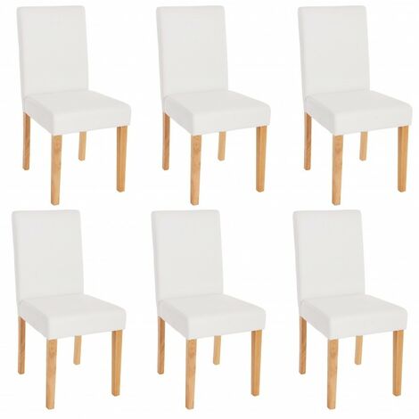 Décoshop26 – Lot de 6 chaises de salle à manger en synthétique blanc mat – Assise rembourrée – Pieds en bois massif laqué – Hauteur d'assise 45 cm – CDS04238 (1/5)