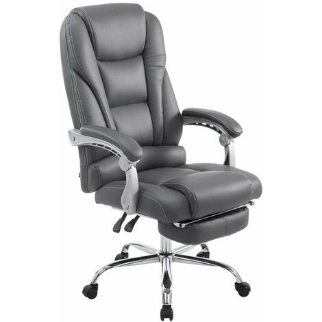Fauteuil de bureau ergonomique avec repose-pieds extensible synthétique gris BUR10168 (1/4)