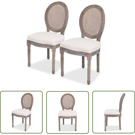 Lot de 2 chaises de salle à manger cuisine design classique tissu crème CDS020435 (1/5)
