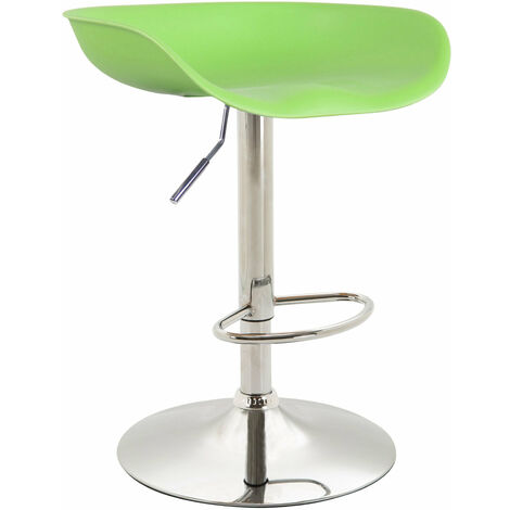 Tabouret de bar assise réglable en hauteur et pivotant en plastique vert pieds tulipe en métal chromé avec repose-pieds 100000380 (1/3)