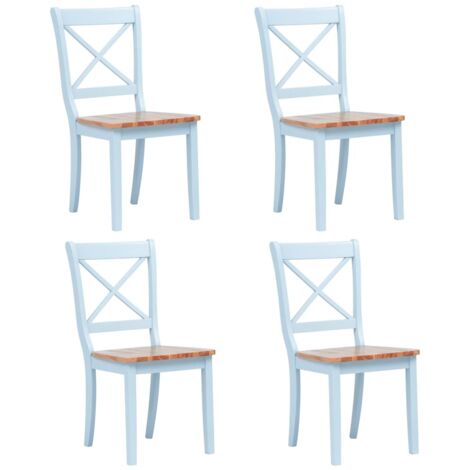 Lot de 4 chaises de salle à manger cuisine gris et bois clair bois d'hévéa massif CDS021536 (1/5)