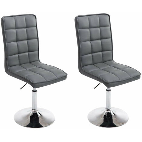 Lot de 2 chaises de salle à manger hauteur réglable en synthétique gris CDS10057 (1/4)