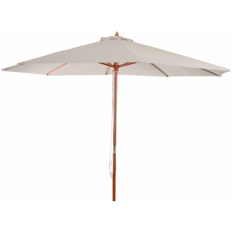 Décoshop26 – Parasol droit 3m en polyester et bois crème – Protection UV FPS 50 – Mécanisme d'ouverture manuel par câble – 40003823 (1/3)