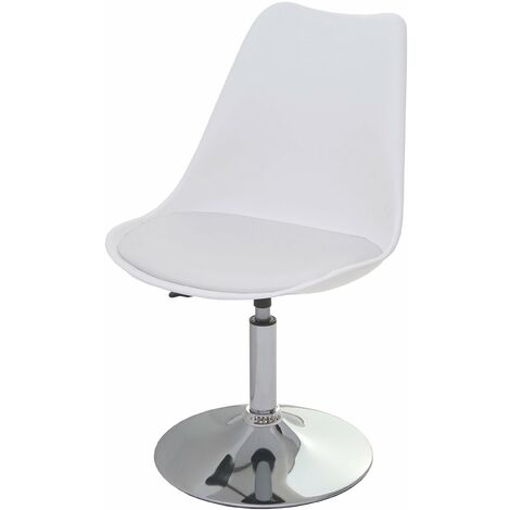 Chaise pivotante de cuisine salle à manger réglable en hauteur synthétique blanc pied chromé 040002037 (1/5)