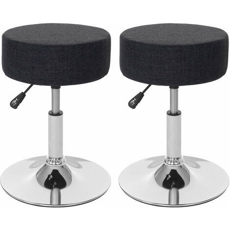 Set de 2 tabourets sièges polyvalent hauteur réglable pivotant Ø 35cm tissu gris foncé 040005217 (1/5)