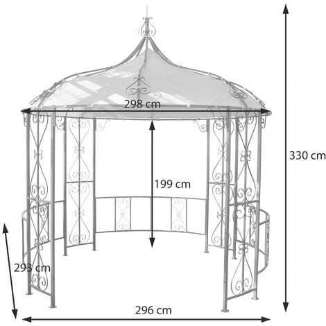 Pergola pavillon arche de jardin rond tonnelle chapiteau tente de réception cadre en acier robuste Ø 3m crème 040004059