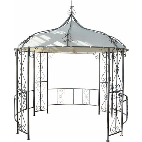 Pergola pavillon arche de jardin rond tonnelle chapiteau tente de réception cadre en acier robuste Ø 3m crème 040004059