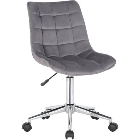 Chaise de bureau en velours gris sur roulettes design moderne hauteur réglable BUR10595 (1/4)