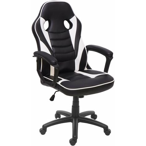 Fauteuil chaise de bureau gamer sur roulettes forme ergonomique pivotant  hauteur réglable synthétique noir