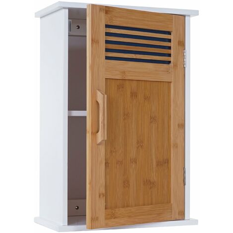 Armoire murale de salle de bain en bambou 52x35x21cm blanc 040001503 (1/5)