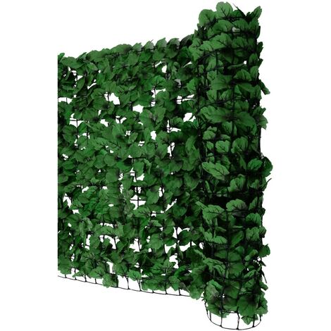 Brise-vue clôture haie artificielle pour balcon revêtement de protection contre le vent pour balcon et terrasse 300x150cm feuille sombre 040001087 (1/4)