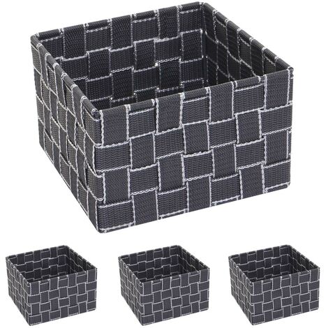 4x paniers de rangement salle de bain maquillage 12x19x19cm gris foncé 040000606 (1/5)