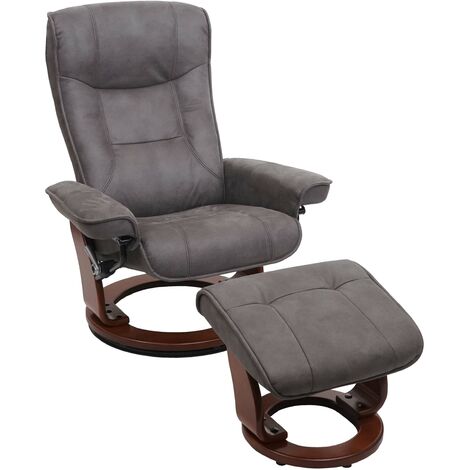 Fauteuil de relaxation TV avec repose-pieds en tissu capacité de charge 130 kg gris foncé couleur noyer 040003676 (1/5)