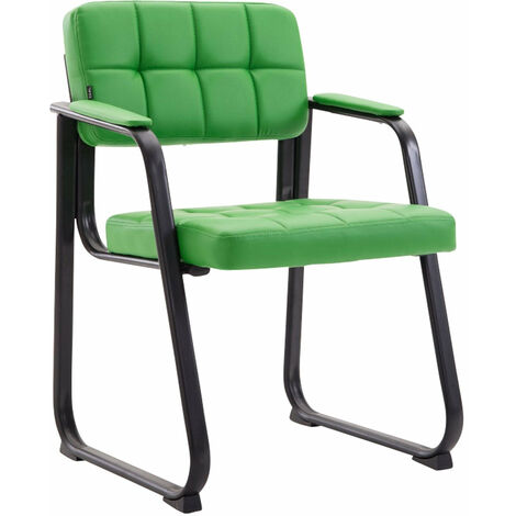 Chaise visiteur fauteuil de bureau sans roulette synthétique vert BUR10227 (1/3)