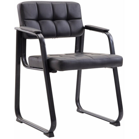Chaise visiteur fauteuil de bureau sans roulette synthétique noir BUR10230 (1/4)
