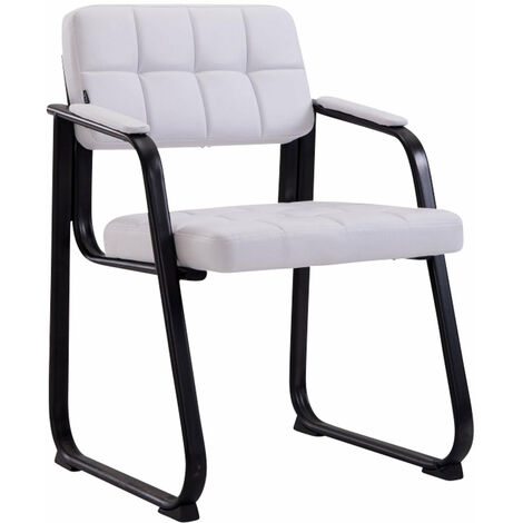 Chaise visiteur fauteuil de bureau sans roulette synthétique blanc BUR10231 (1/3)