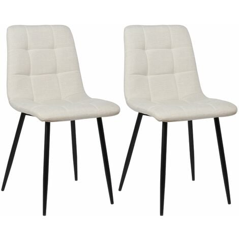 Lot De 2 Chaises TOM Tissu Beige Pieds Métal